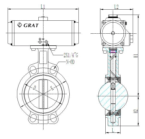Pneumatische Steuerung WCB Schmetterlingsventil DN15 - DN600 0