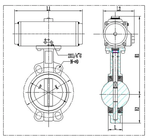 DN300 Pn16 Pneumatisches Schmetterlingsventil 1