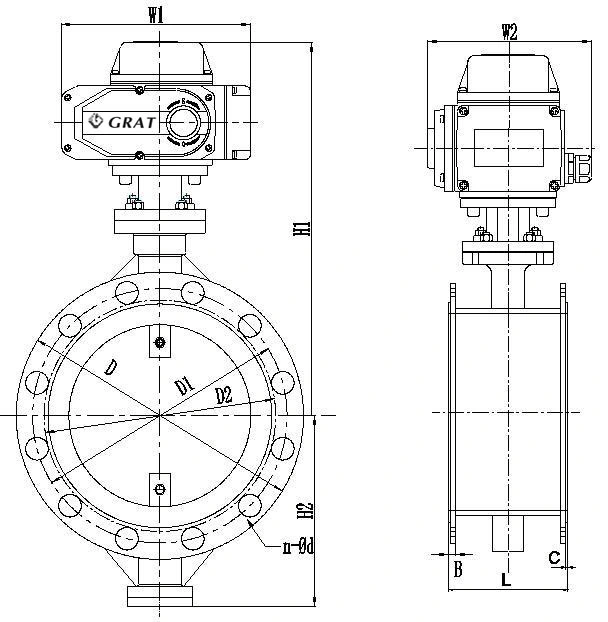 Dn700 Pn80 Wcb Explosionssicherer elektrischer Aktor Metallsitz Schmetterlingsventil Aktor Typ 1