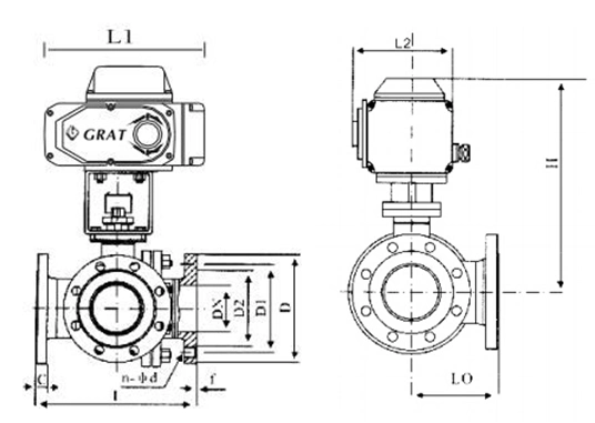 Fluor-Dn80 chemisch belastbares schwimmendes dreiseitiges elektrisches Kugelventil 1