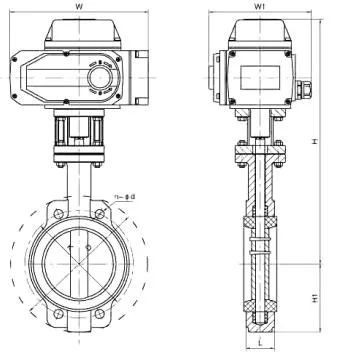 Fluorzentrumdichtung Elektrische Flanschverbindung Schmetterlingsventil AC220V 1