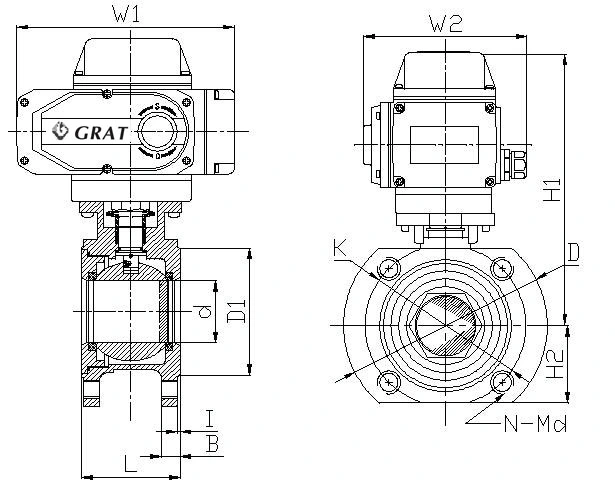DC24V Kurzflanschverbindung Elektrisch betätigtes Kugelventil Hochtemperaturkugelventil 1