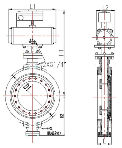 Edelstahl-Dreifach-exzentrische Pneumatik-Schmetterlingsventil 1