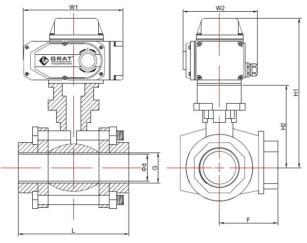3-Wege-Multi-Control-Kugelventil aus Edelstahl mit elektrisch-motorisiertem Aktor 1